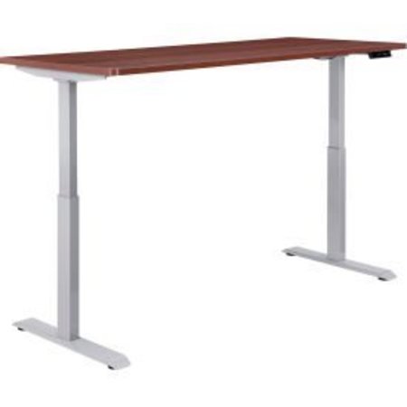 GLOBAL EQUIPMENT Interion    Electric Height Adjustable Desk, 60"W x 30"D, Mahogany W/ Gray Base 695780MHGY